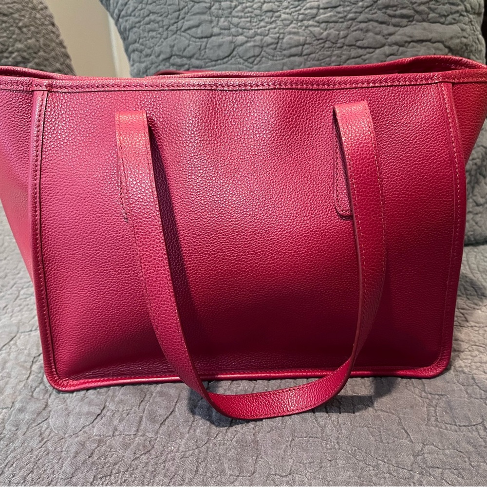 LONGCHAMP LE FOULONNÉ L TOTE BAG - RED LEATHER